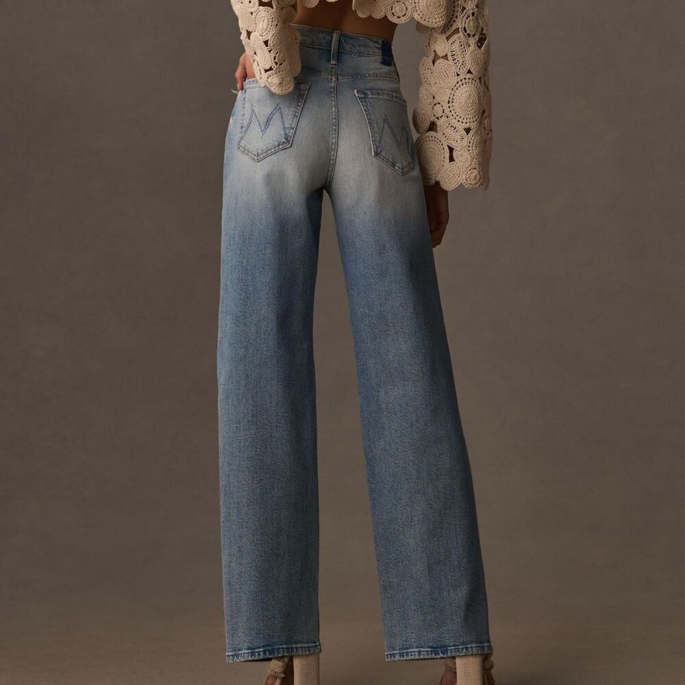 MOTHER Distressed Light Blue Flare Jeans - Picture 5 of 7